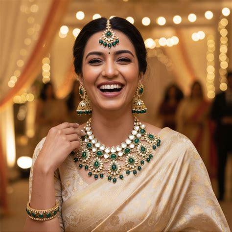 Emerald Maanvita Kundan Jewellery Set – Bling Bag