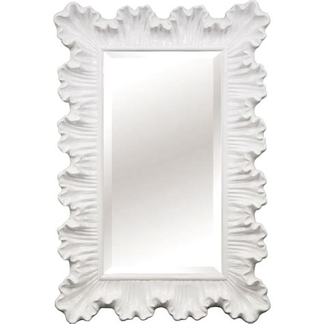 Ariel White Ruffle Framed Rectangle Wall Mirror, 33x48