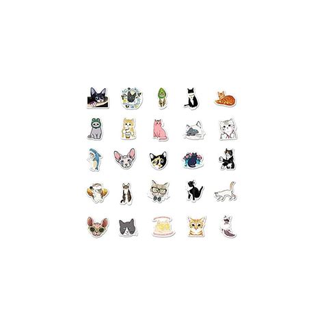Buy SEEDATO 50 Pcs Cute Animal Cat Cartoon Graffiti Stickers Waterproof ...