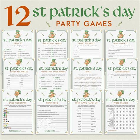 St Patricks Day Game Bundle Printable Adult St Patricks Party Games St ...