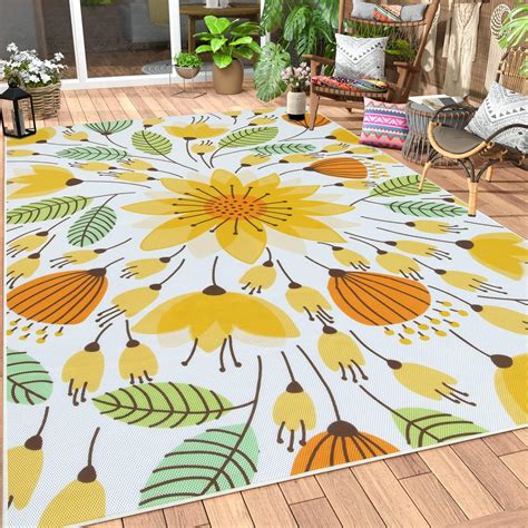 Amazon.com: Lahome Floral Indoor Outdoor Rug 8x10, Non Slip Outdoor ...