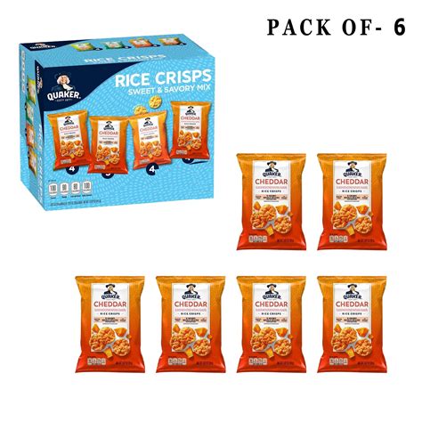 Pack Of 6 Quaker Rice Crisps Gluten Free Cheddar Cheese And Flavor | 0. ...