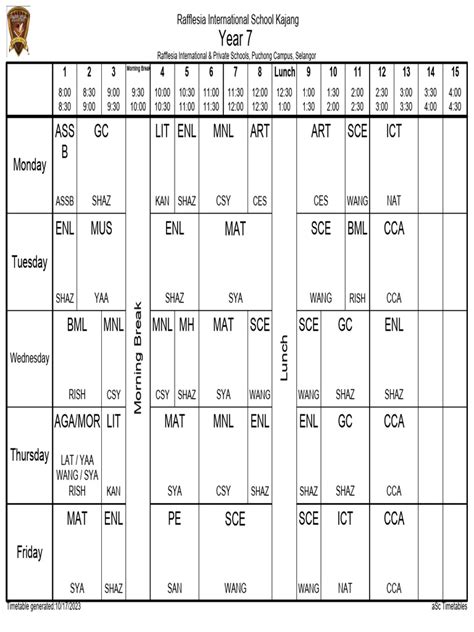 Image result for Class 7 HTML Timetable