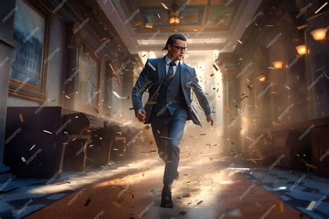 Premium Photo | A briefcasewielding businessman sprints forward ...