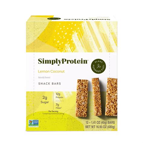 SimplyProtein Vegan Plant-Based Protein Bars, Lemon Coconut, 12 ct ...