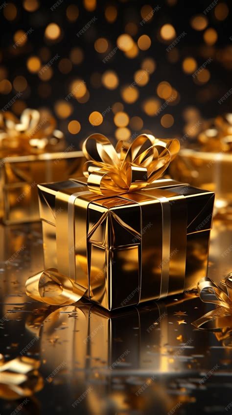 Abstract art complements lavish gold gift boxes creating a captivating ...