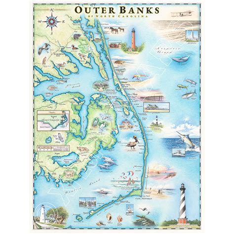 Mapa De Los Outer Banks-isla Esmeralda Explora Las Diez Mejores