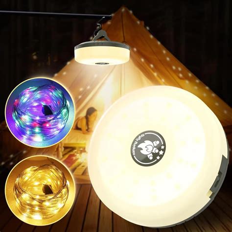 Amazon.com: Camping String Lights, 4 in 1 Outdoor String Lights with 8 ...