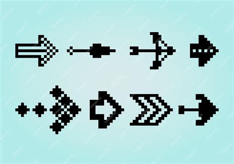 Arrow collection pixels vector illustration of 8 bit game assets ...