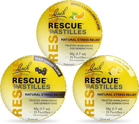 Amazon.com: Bach RESCUE PASTILLES Bundle, Orange and Elderflower, Black ...