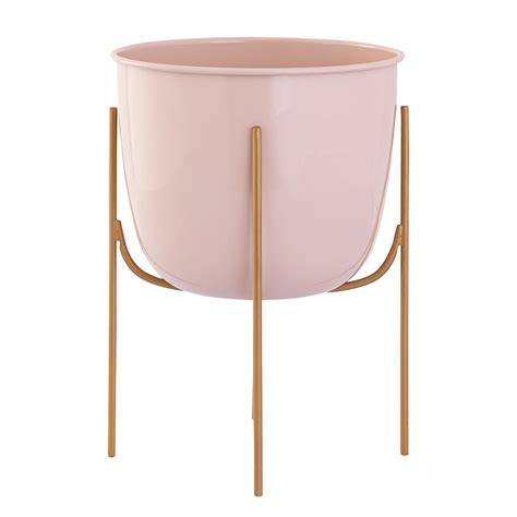 Peach Metal Table Planter with Stand | Indoor Plants & Flowers – Metalsmith