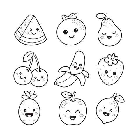 Cartoon Fruit Coloring Pages