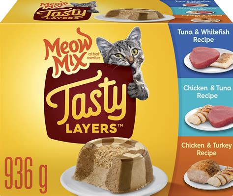 Meow Mix Tasty Layers, Wet Cat Food, Poultry & Fish, 4 x 936g : Amazon ...
