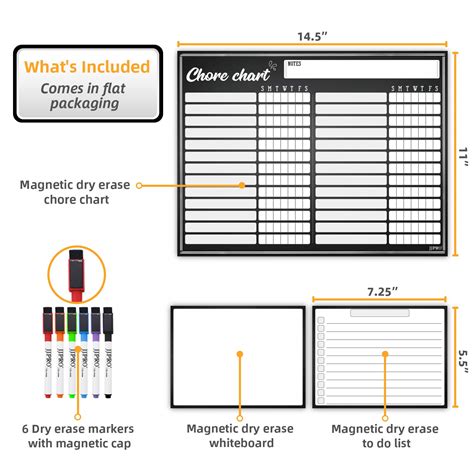 Magnetic Whiteboard Reward Chore Chart – Dry Erase Refrigerator ...