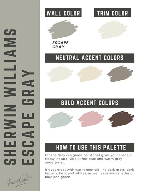 Sherwin Williams Escape Gray Paint Color Palette - The Paint Color Project