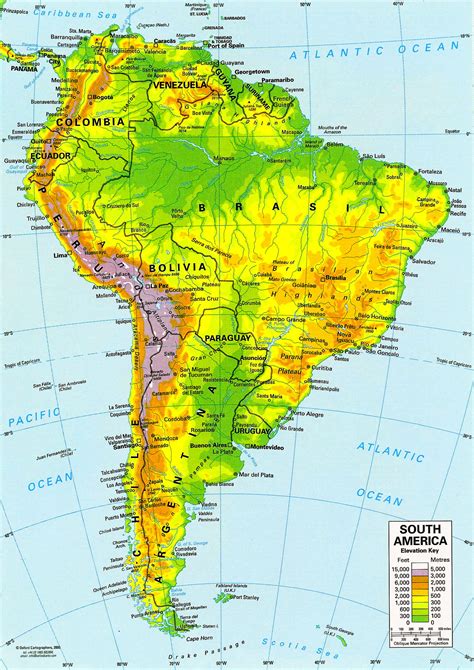 Geographic map of latin america