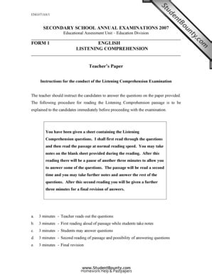 Fillable Online The following procedure for reading the Listening ...