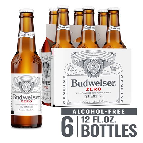 Budweiser Zero Non-Alcoholic Beer, 6 Pack 12 fl. oz. Glass Bottles ...