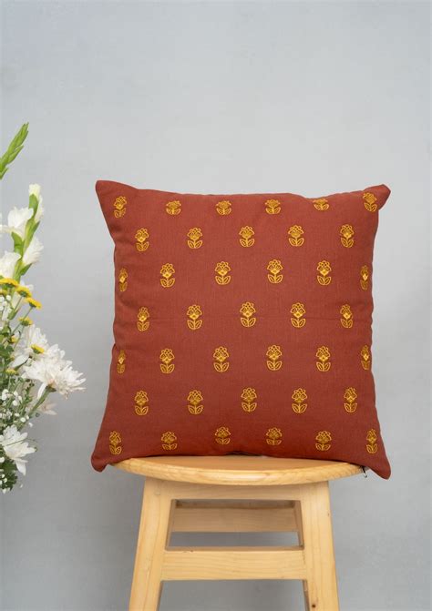 Kesar 100% cotton embroidered decorative cushion cover for sofa - Bric