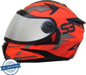 Steelbird SBH-17 Terminator Full Face Graphic Helmet in Glossy Fluo Red ...