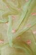 Stunning Green Hand Painted Organza Lotus Fabric - 1 Mtr