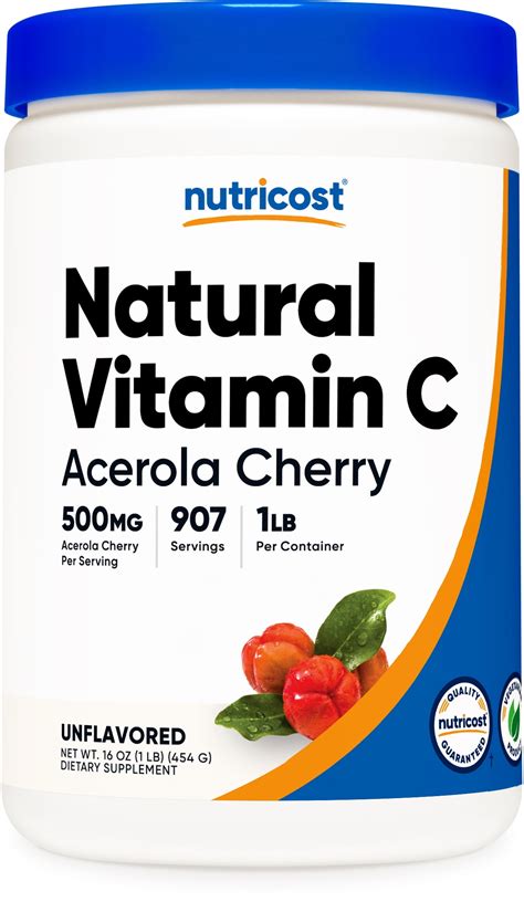 Nutricost Natural Vitamin C - Acerola Cherry Powder 1LB - Gluten Free ...