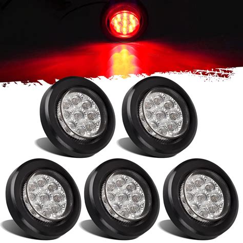 Buy Partsam 5x 2 LED Marker Light Cab Panel Light, 2 inch Red 9 LED ...