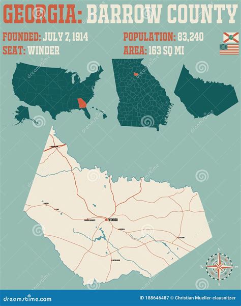 Map of in Barrow County Georgia Stock Vector - Illustration of road ...
