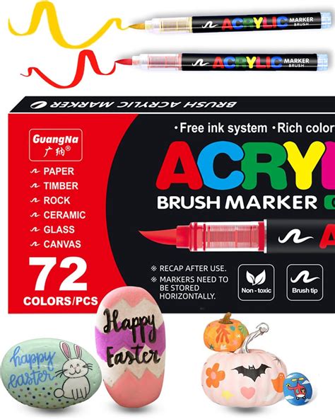 Amazon.com: languo 36 Colors Acrylic Paint Markers Pens, Soft Brush Tip ...