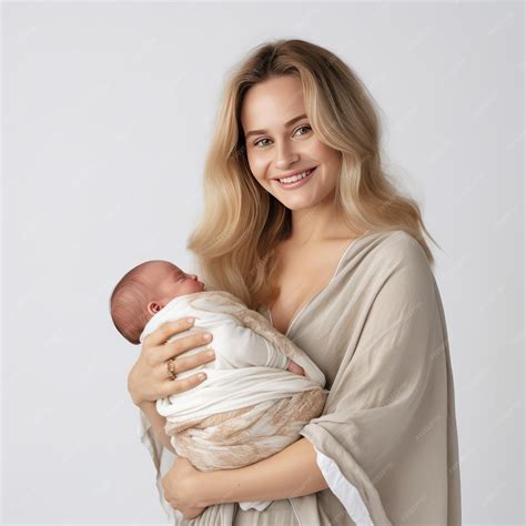 Premium AI Image | A Portrait of Beautiful Blonde Woman Holding Newborn ...