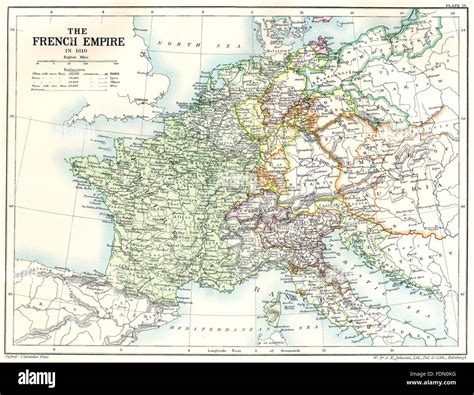 FRANCE: The French Empire in 1810, 1903 antique map Stock Photo - Alamy