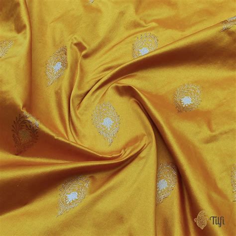 Mustard-Yellow Pure Katan Silk Handloom Banarasi Saree - Tilfi