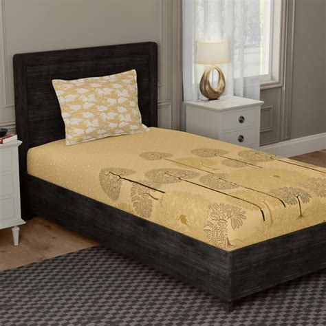 Buy BICHAUNA Sapphire Cotton 104TC Printed 2Pcs Single Bedsheet Set ...