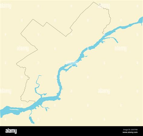 Outline map of Philadelphia city borders on the background of Delaware river Stock Vector Image ...