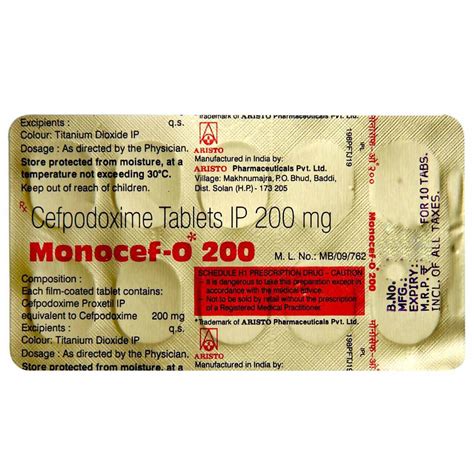 Monocef-O 200 Tablet | Uses, Side Effects, Price | Apollo Pharmacy