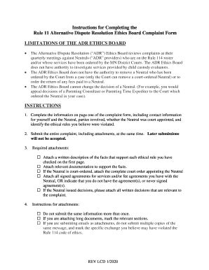 Fillable Online Rule 11 Alternative Dispute Resolution Ethics Board ...
