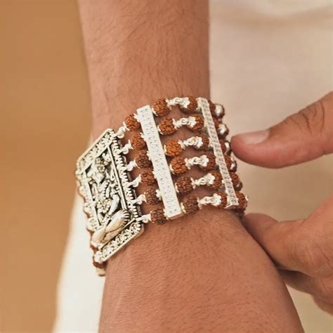 Rudraksha Silver Shiva Brooch Six Lines Bracelet – Prinjal Jewels