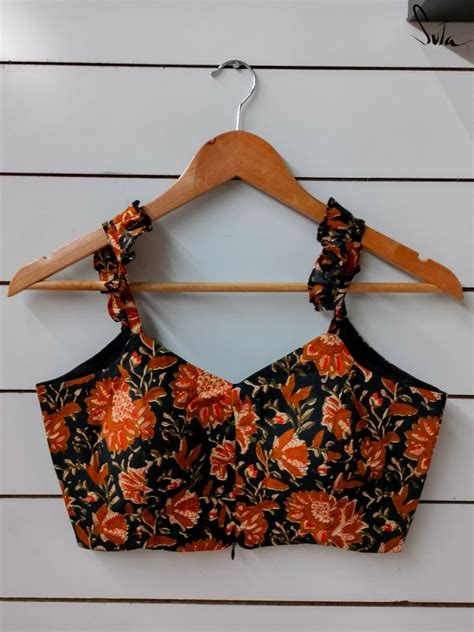Cotton Black Sleeveless Blouse With V Neck|Garden Curls|Suta