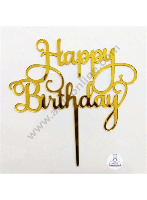 CAKE DECOR™ Gold Mirror Finishing Acrylic Happy Birthday Topper SBMT-N ...