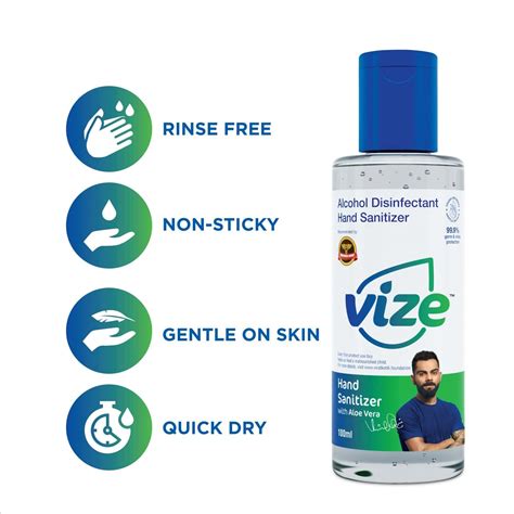 Buy VIZE HAND SANITIZER WITH 70% ISOPROPYL ALCOHOL IP - 100ML GEL ...