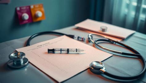 Realistic mockup of a medical table featuring notes an injection a ...