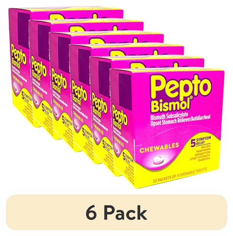 (6 pack) Pepto Bismol Chewables Dispenser - 32 Packs of 4 - Walmart.com