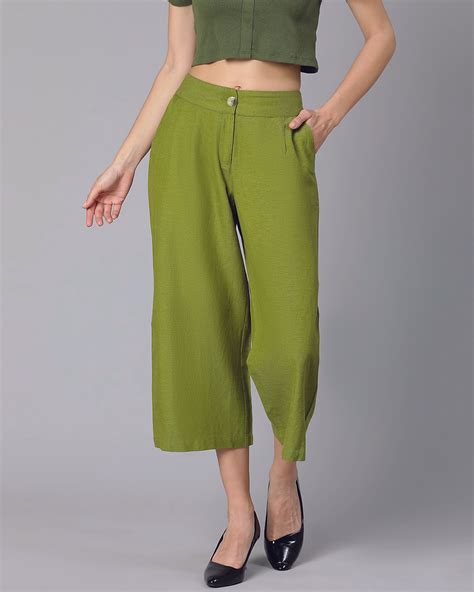 Buy Women's Green Wide Leg Pants Online at Bewakoof