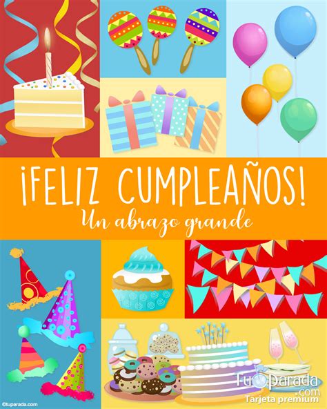 Tarjeta de feliz cumpleaños y abrazo, tarjetas de Cumpleaños