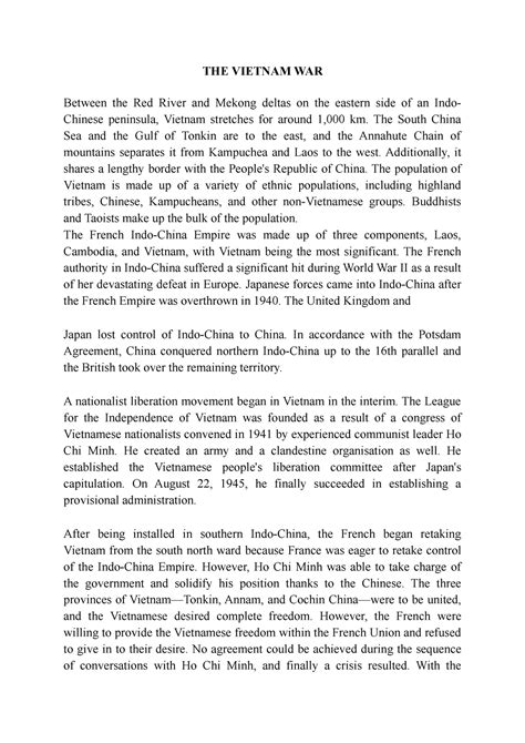 The Vietnam War - THE VIETNAM WAR Between the Red River and Mekong ...