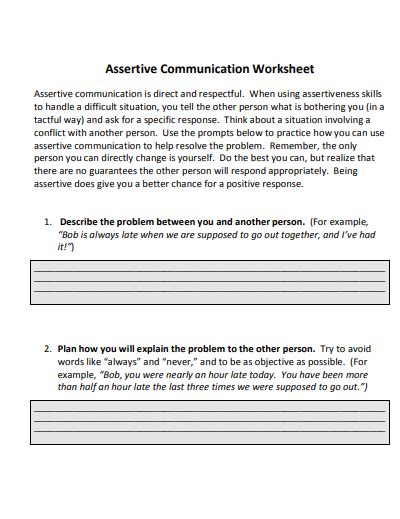 Assertive Communication Worksheet 的图像结果