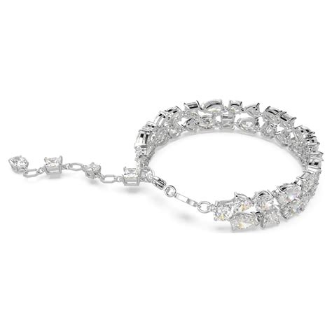 Mesmera bracelet, Mixed cuts, White, Rhodium plated | Swarovski