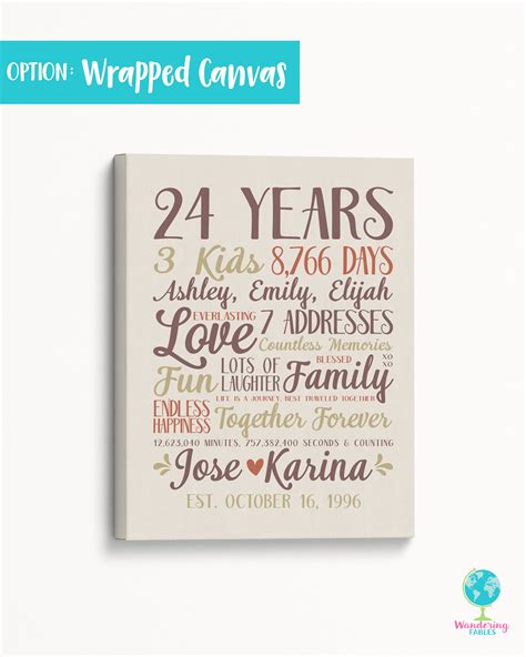 24th Anniversary Gift for Spouse, Personalized for ANY YEAR, Paper ...
