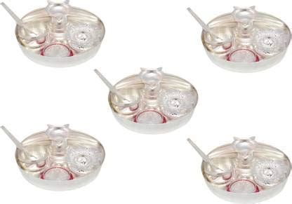 GoldGiftIdeas 5PS Plus (5 Inch) Silver Plated Pooja Thali Set with Free ...