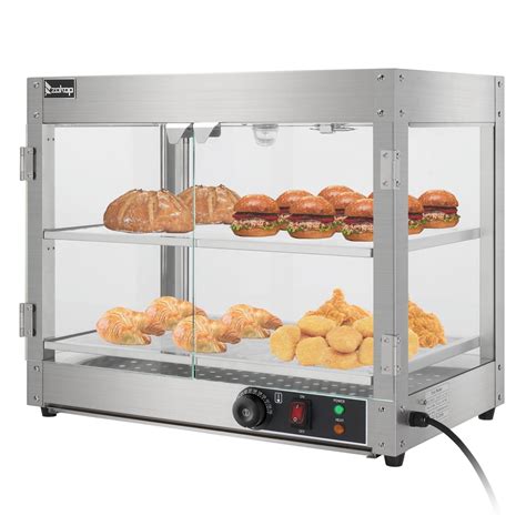 Ktaxon 800W Commercial Food Warmer, 2-Tier Electric Display with Glass Door, 2 Trays & Tong ...